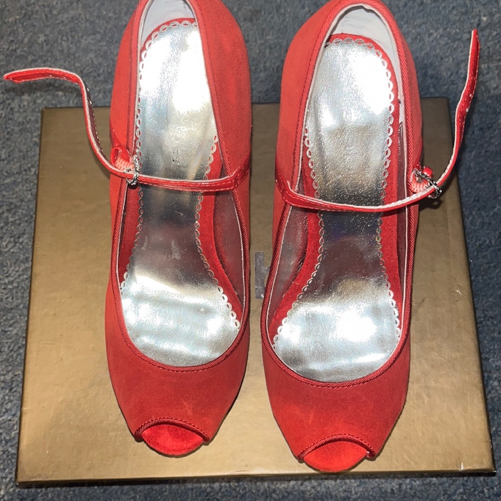 Bebe Red Suede Heels